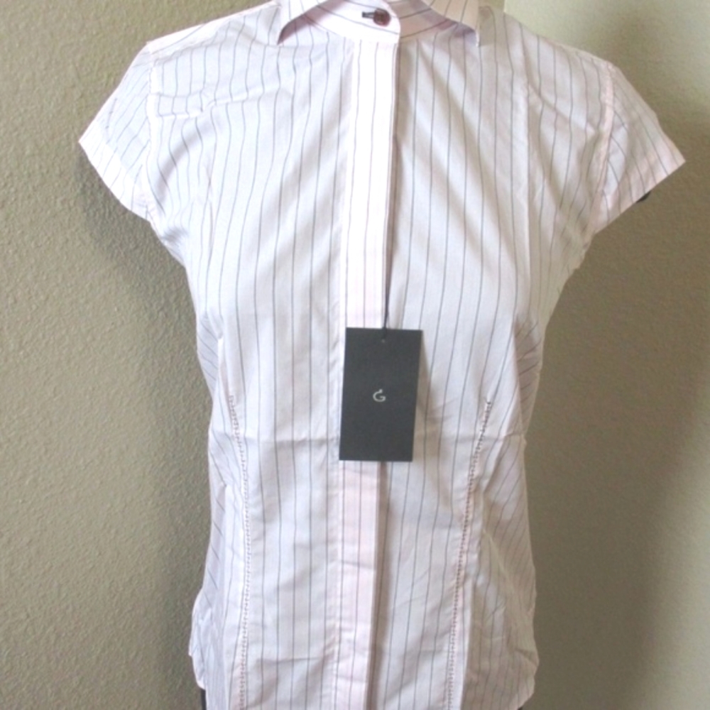 New Bogosse Short Sleeve Button Front Blouse Pink